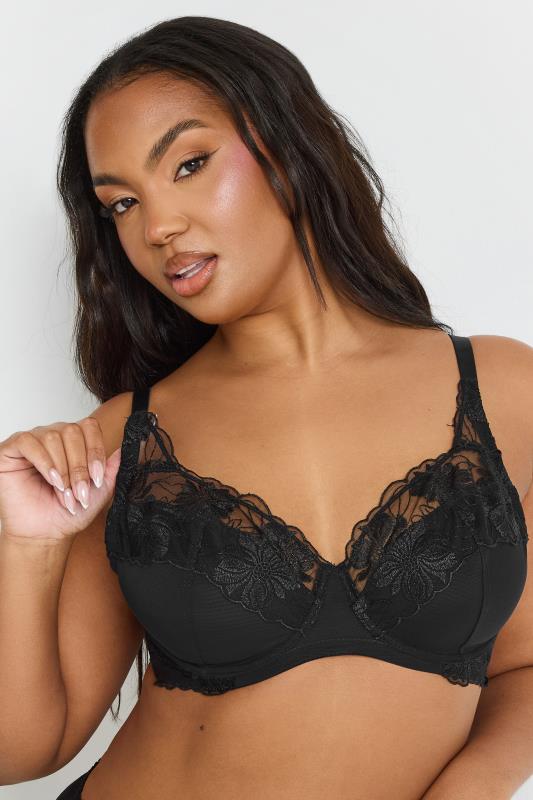 M&Co 2 PACK Purple & Black Floral Lace Trim Bra | M&Co 2