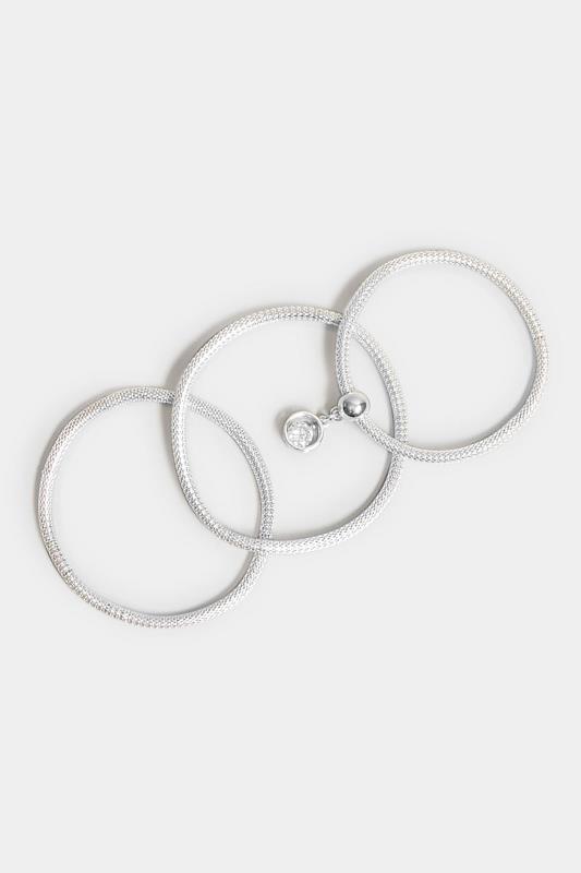 3 PACK Silver Rope Charm Bracelet Set | Yours Clothing  3