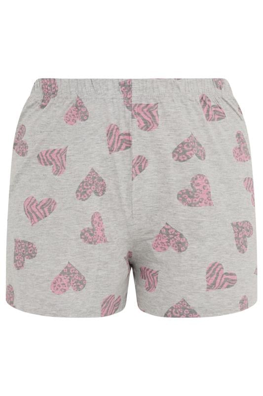 YOURS 4 PACK Plus Size Grey Love Heart Print Pyjama Set | Yours Clothing 12