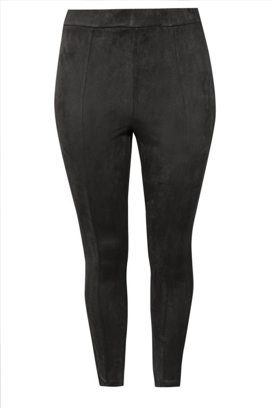 Plus Size Black Faux Suede Stretch High Waisted Leggings | Yours Clothing 4