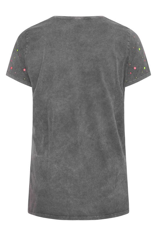 Curve Grey Acid Wash Stud Embellished Short Sleeve T-Shirt 7