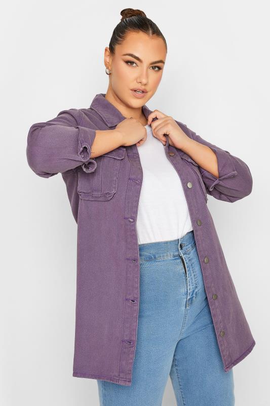 LIMITED COLLECTION Plus Size Purple Longline Denim Jacket | Yours Clothing 4