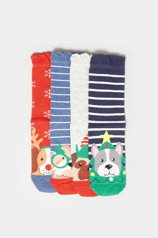 4 PACK Navy Blue Christmas Animals Ankle Socks | Yours Clothing 3
