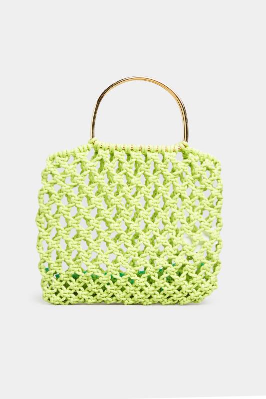 Plus Size Lime Green Crochet Handle Bag | Yours Clothing 4