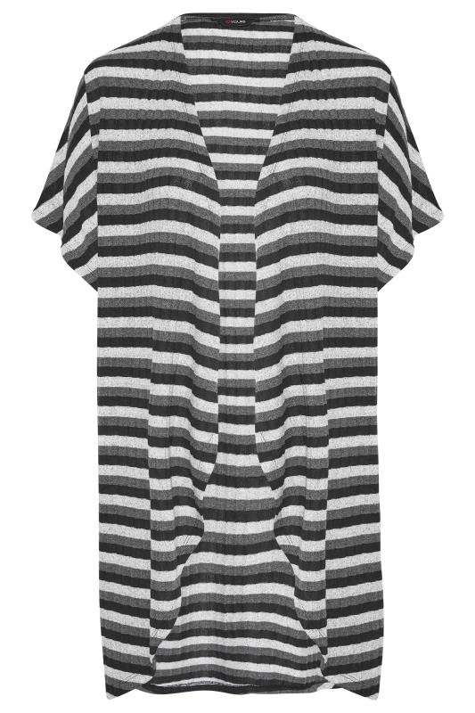 Curve Grey Stripe Short Sleeve Cardigan_F.jpg