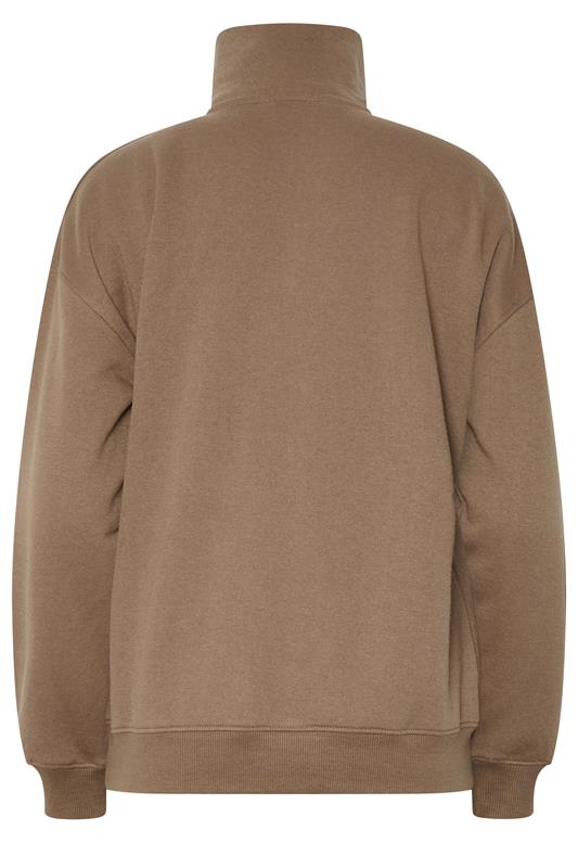 LTS Tall Women's Mocha Brown Embroidered Half Zip Sweatshirt | Long Tall Sally 6