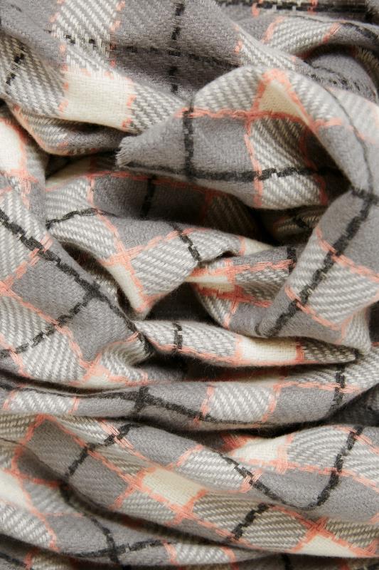 Grey Check Print Tassel Scarf | Yours Clothing 3