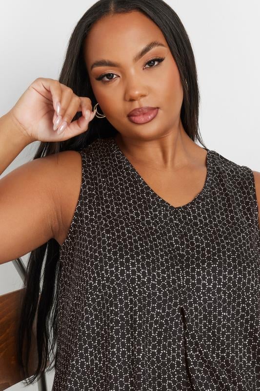 YOURS Plus Size Black Geometric Print Swing Vest Top | Yours Clothing  4