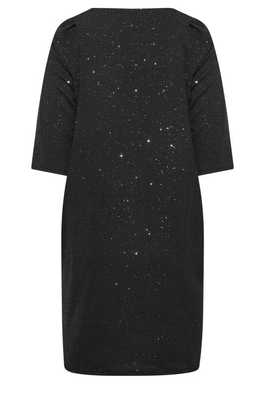 Plus Size Black & Silver Glitter Tunic Dress | Yours Clothing 6