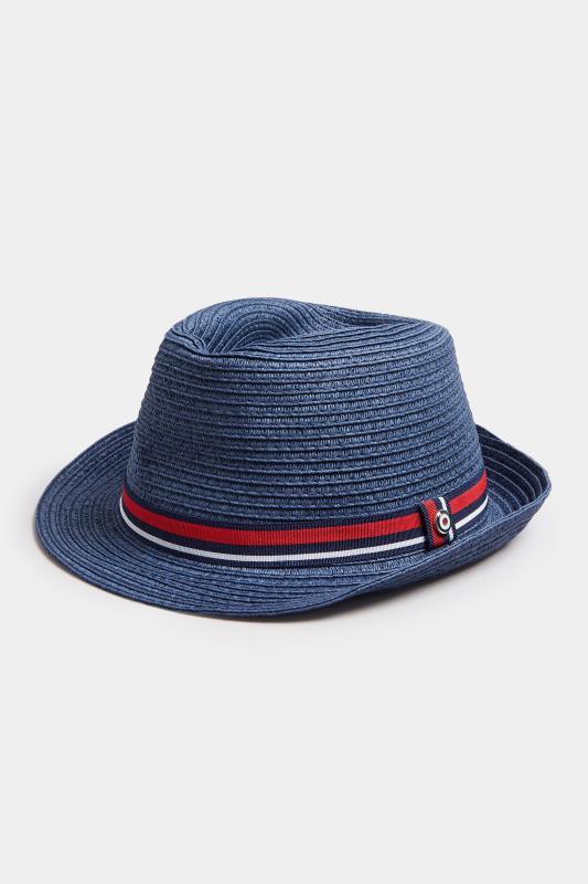  BEN SHERMAN Blue Straw Boater Hat