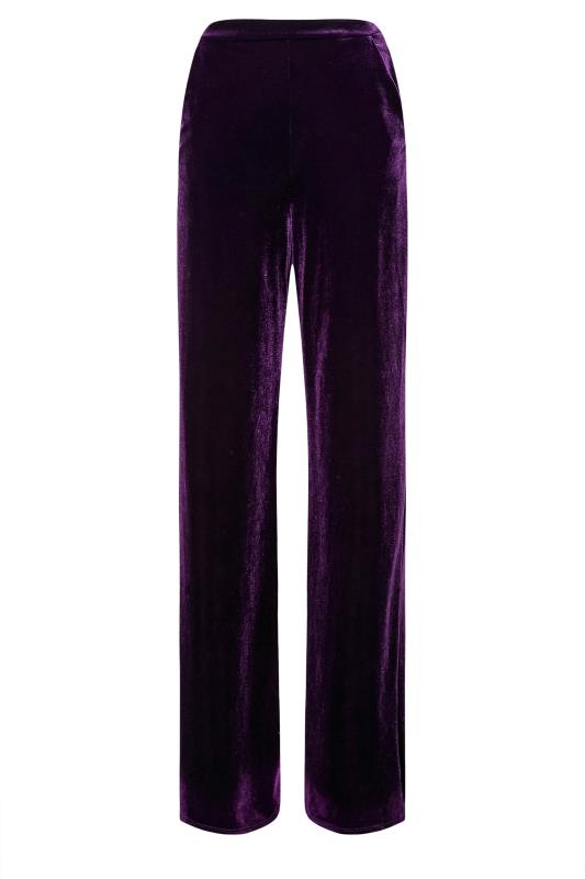 LTS Tall Women's Purple Velvet Wide Leg Trousers | Long Tall Sally 4