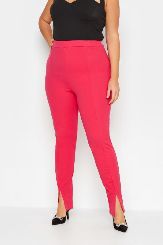  LTS Tall Bright Pink Split Front Stretch Slim Trousers