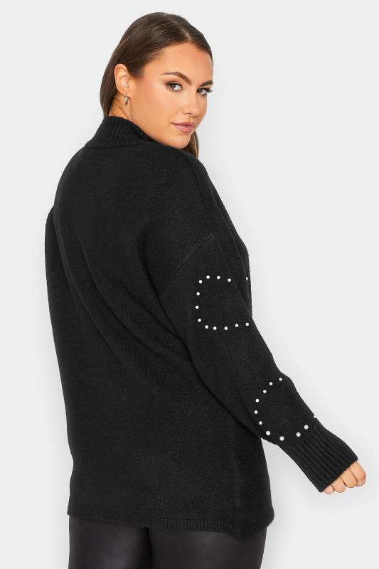 YOURS LUXURY Plus Size Black Pearl Embellished Batwing Jumper | Yours Clothing 4