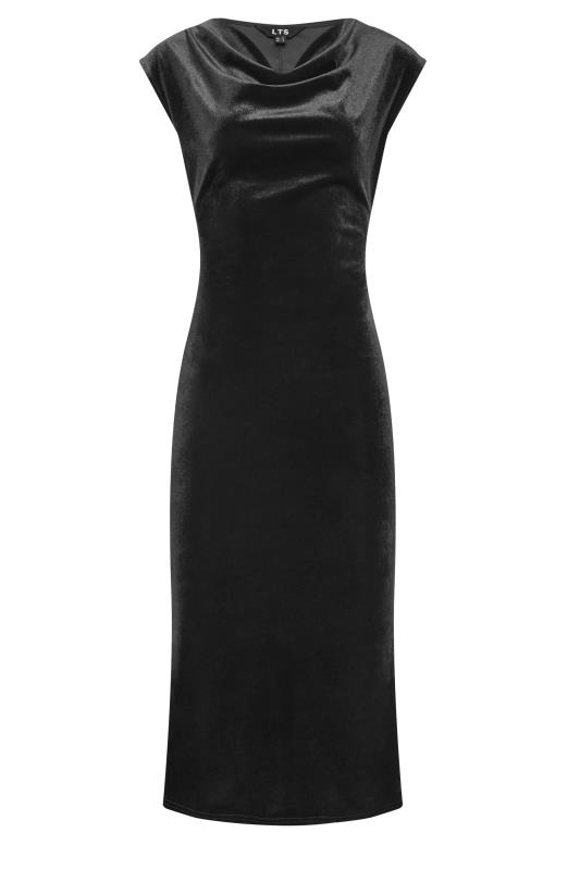 LTS Tall Black Velour Bodycon Midi Dress | Long Tall Sally  5