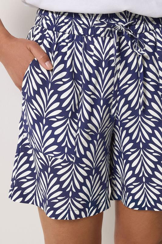 M&Co Women's Navy Blue & White Leaf Print Shorts | M&Co 4