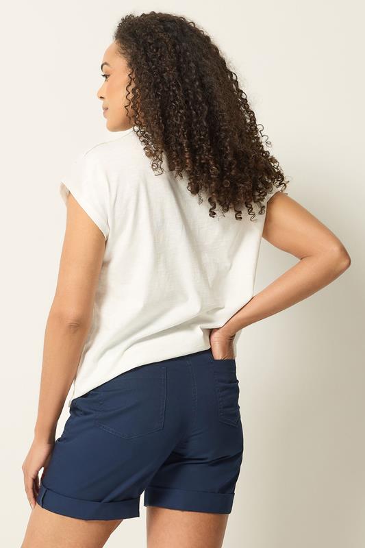 M&Co Navy Blue Cotton Poplin Shorts | M&Co 2