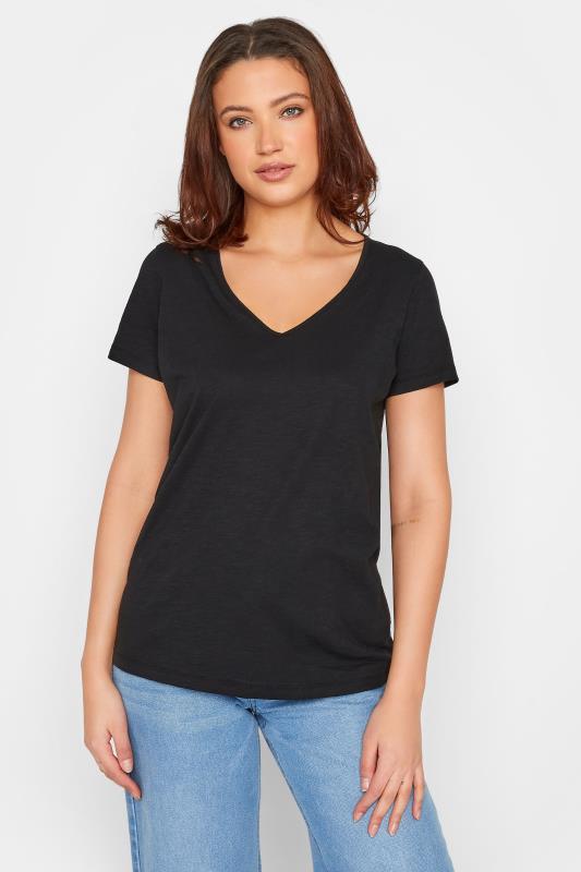 LTS Tall Women's Black Short Sleeve Cotton T-Shirt | Long Tall Sally 1