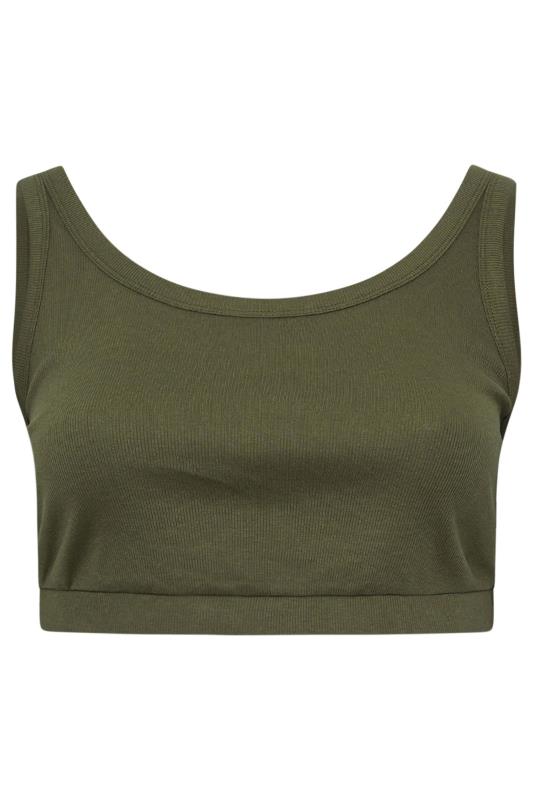 YOURS Plus Size Khaki Green Crop Top | Yours Clothing 6