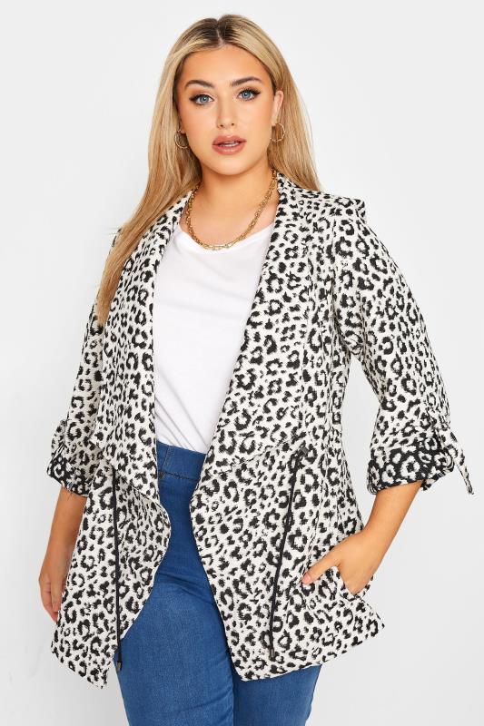 Curve White Leopard Print Longline Jacket 1