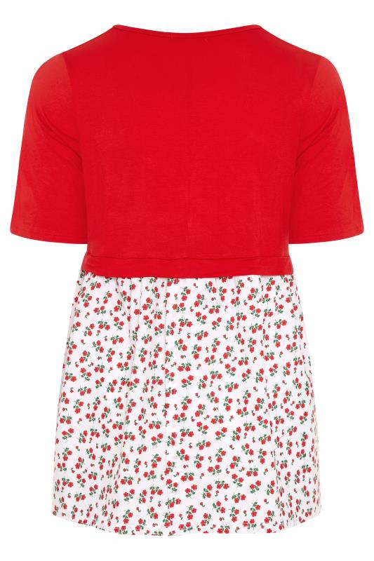 LIMITED COLLECTION Bright Red Floral Peplum Top_BK.jpg