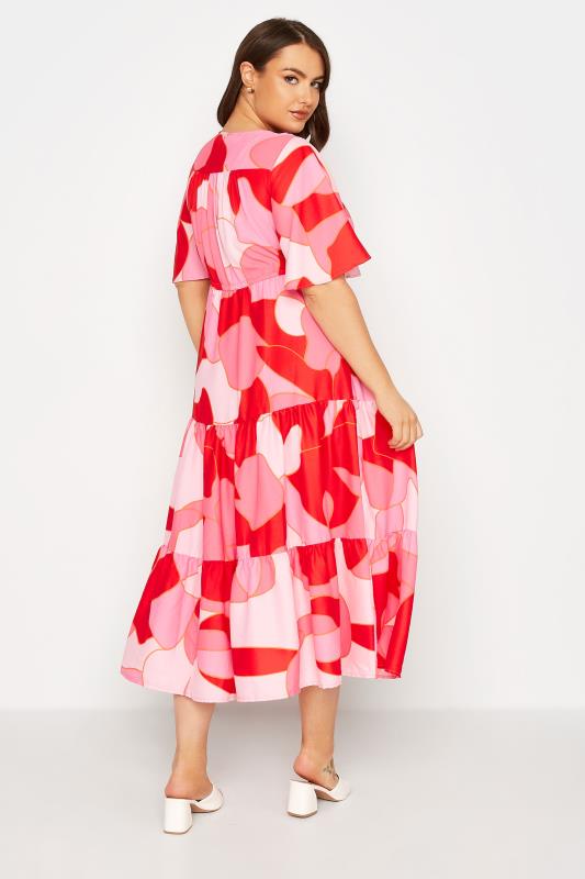 LIMITED COLLECTION Plus Size Pink Abstract Print Tiered Maxi Dress | Yours Clothing  3