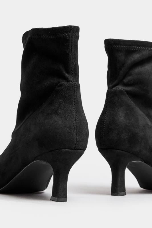 Black Faux Suede Point Heeled Ankle Boots In Extra Wide EEE Fit | Yours Clothing  4