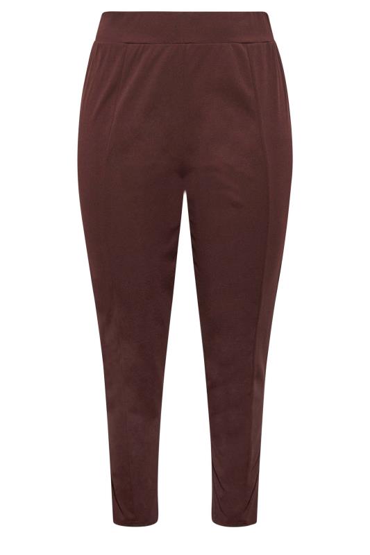 Plus Size Chocolate Brown Stretch Tapered Trousers | Yours Clothing 4