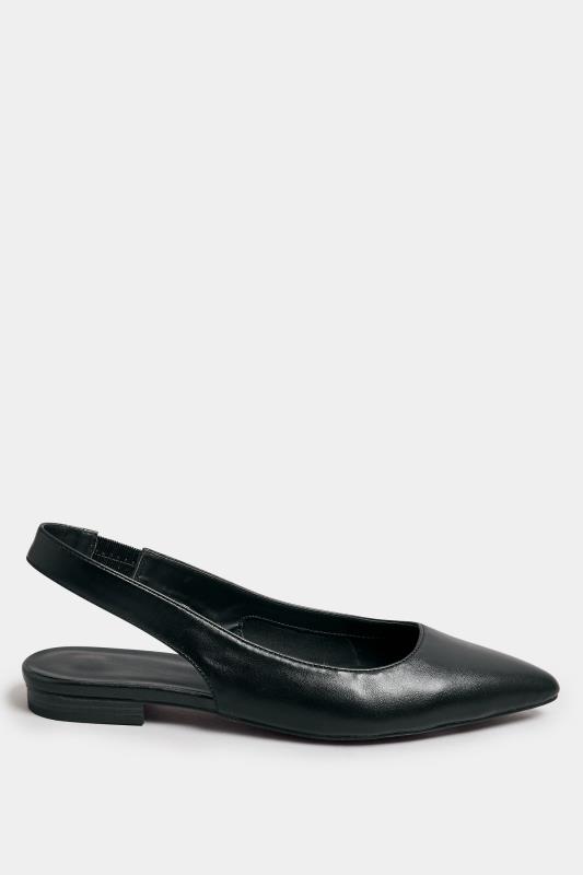 LTS Black Faux Leather Slingback Point Pumps In Standard Fit | Long Tall Sally 3