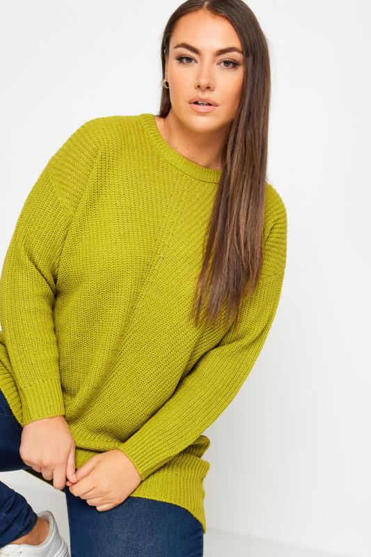 Plus Size Curve Green Essential Knitted Jumper | Yours Clothing 4
