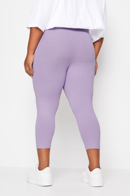 YOURS Plus Size Light Purple Cropped Leggings | Yours Clothing 3