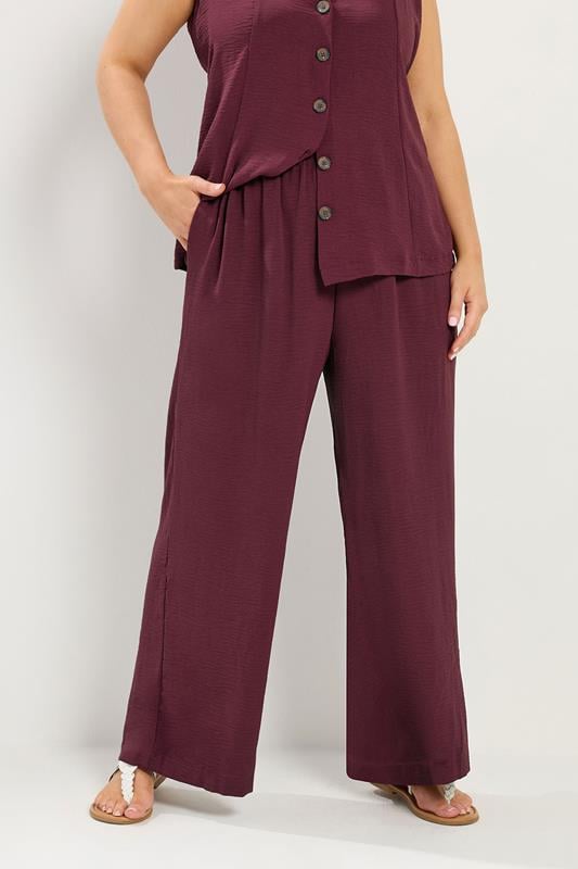 YOURS Curve Purple Washed Twill Trousers