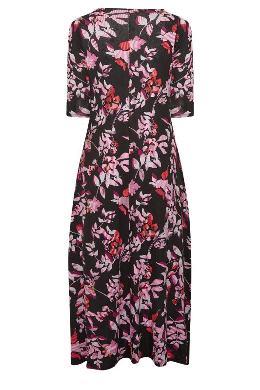 Plus Size Black Leaf Print Wrap Front Dress | Yours Clothing 7