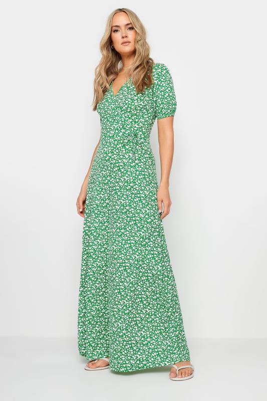Tall  Green Ditsy Floral Print Maxi Wrap Dress