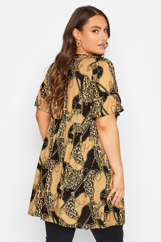 Curve Yellow Leopard Print Patterned Tunic Dress 3