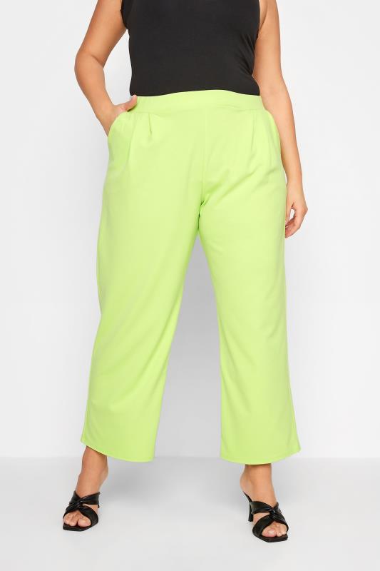 Plus Size  LIMITED COLLECTION Curve Lime Green Wide Leg Trousers
