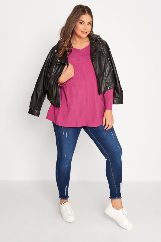 Plus Size Pink Long Sleeve Top | Yours Clothing 2