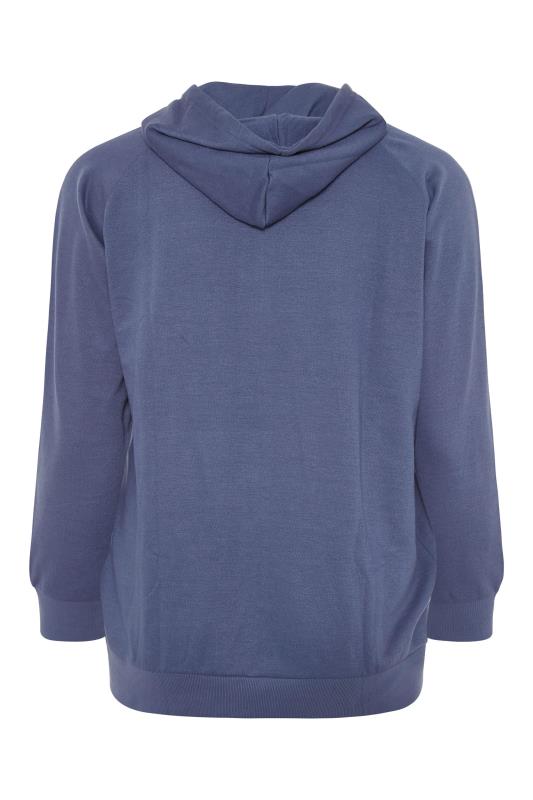 Plus Size Blue Zip Hoodie | Yours Clothing 7