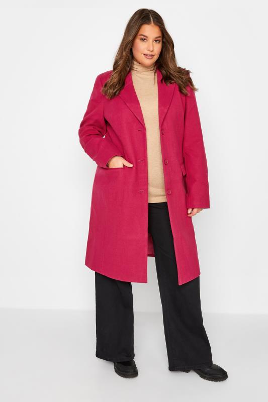 Tall  LTS Tall Pink Midi Formal Coat