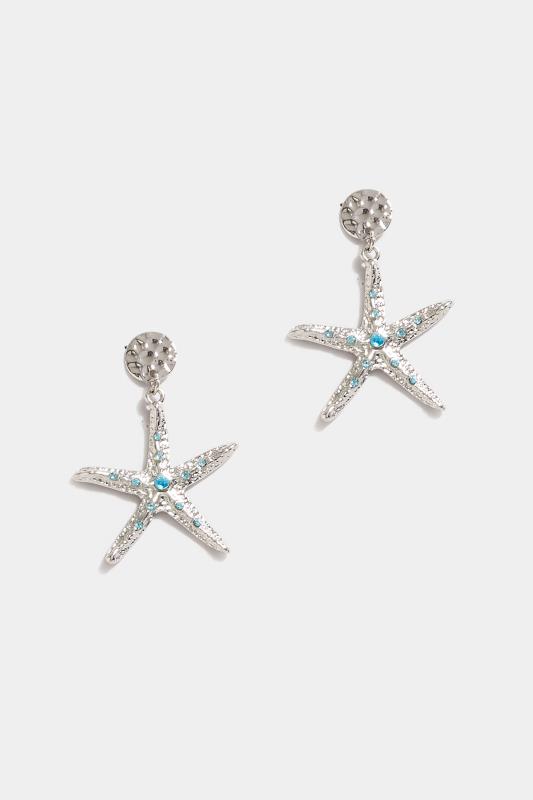 Plus Size  Silver Starfish Drop Earrings