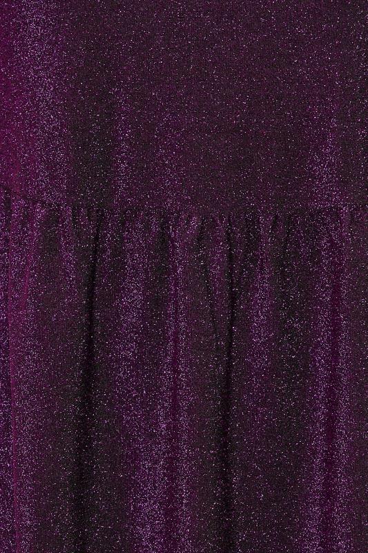Plus Size Purple Glitter Frill Sleeve Smock Dress | Yours Clothing 6