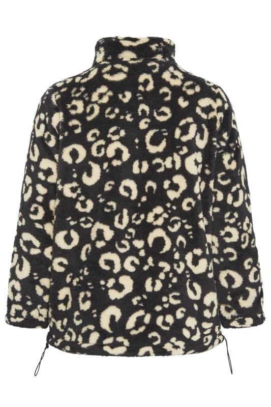 YOURS Plus Size Black Leopard Print Half Zip Fleece Sweatshirt | Yours Clothing 7