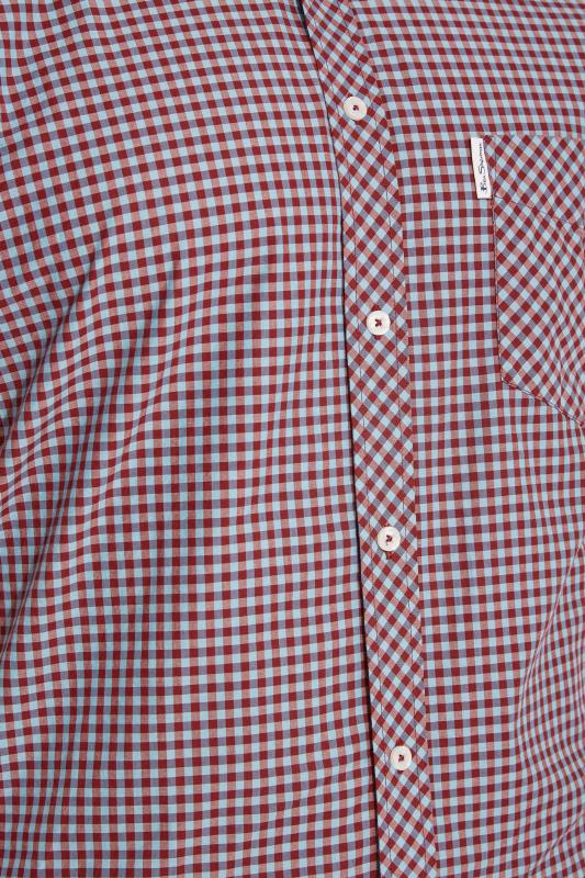 BEN SHERMAN Big & Tall Burgundy Red Check Shirt 3
