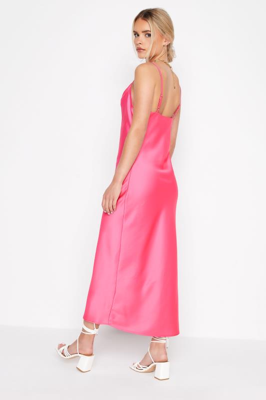 Petite Hot Pink Satin Slip Dress | PixieGirl 4