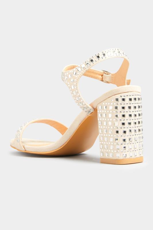 LIMITED COLLECTION Cream Diamante Strappy Heels In Extra Wide EEE Fit 5