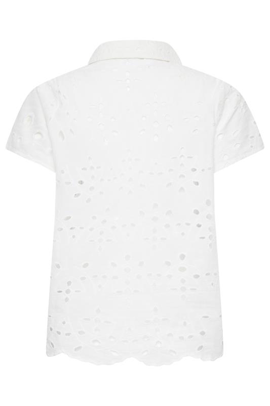 Petite White Broderie Short Sleeve Shirt | PixieGirl 7