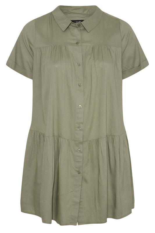 Plus Size Khaki Green Tiered Smock Shirt | Yours Clothing 6
