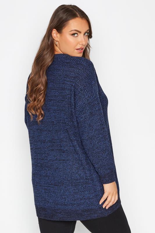Plus Size Curve Blue Twist Essential Knitted Jumper | Yours Clothing 3