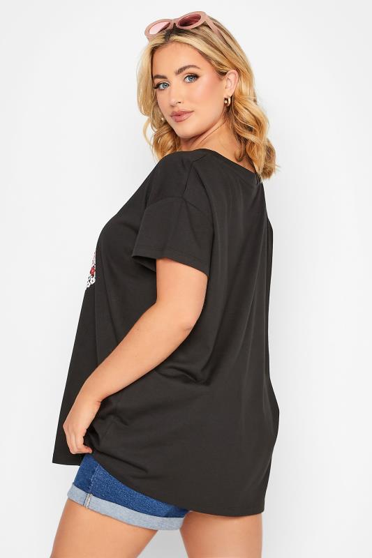 YOURS Curve Plus Size Black 'J'adore' Slogan Lips Foil Print T-Shirt | Yours Clothing 3