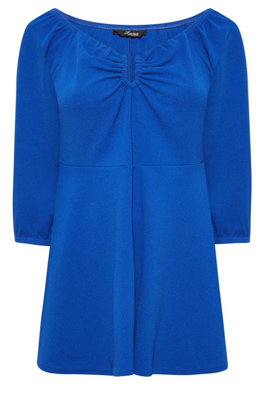LIMITED COLLECTION Curve Cobalt Blue V-Bar Peplum Top | Yours Clothing  6
