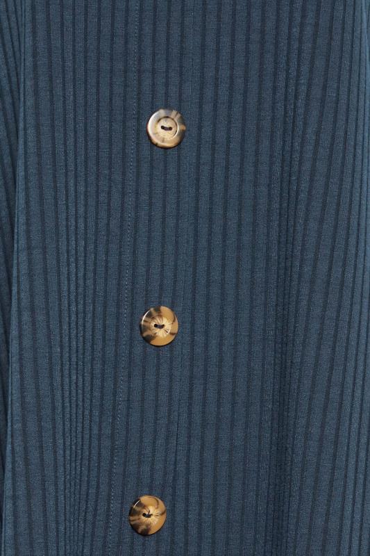 LTS Tall Women's Navy Blue Ribbed Button Detail T-Shirt | Long Tall Sally  5